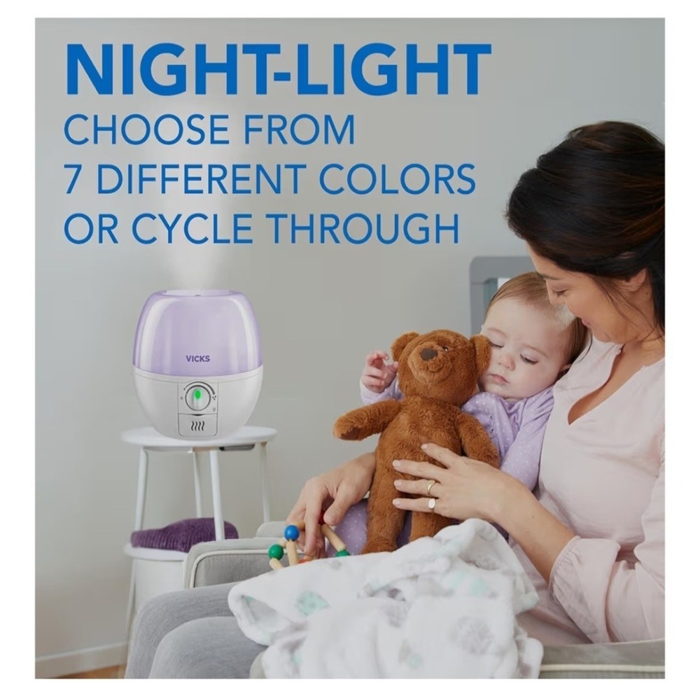 Vicks 3-in-1 Sleepy Time Humidifier Diffuser Nightlight Color Changing - Picture 4 of 6